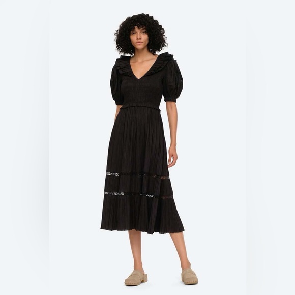 New Sea NY Paco Solid Puff Sleeve Smocked Dress